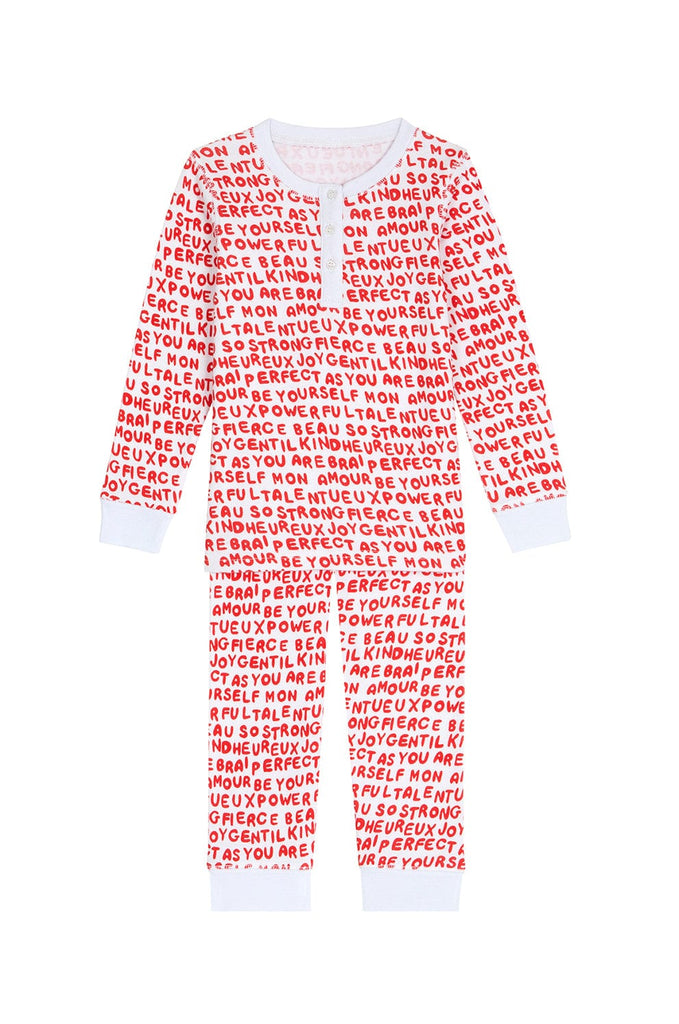 Pyjama ; pyjama enfant ; cosy ; rouge ; motif alphabrai ; deux pièces ; pyjama deux pièces ; Brai