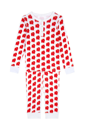 Pyjama ; pyjama enfant ; cosy ; rouge ; motif chowtime ; deux pièces ; pyjama deux pièces ; Brai